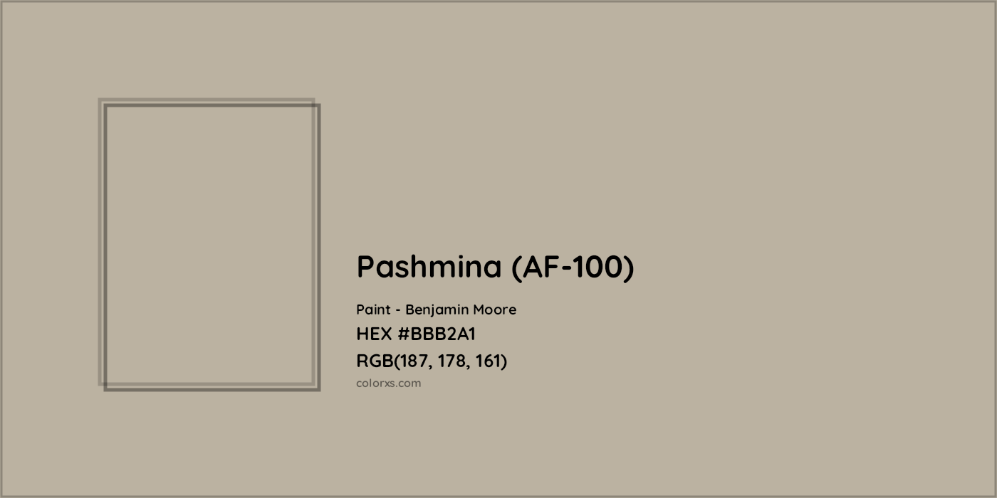 HEX #BBB2A1 Pashmina (AF-100) Paint Benjamin Moore - Color Code