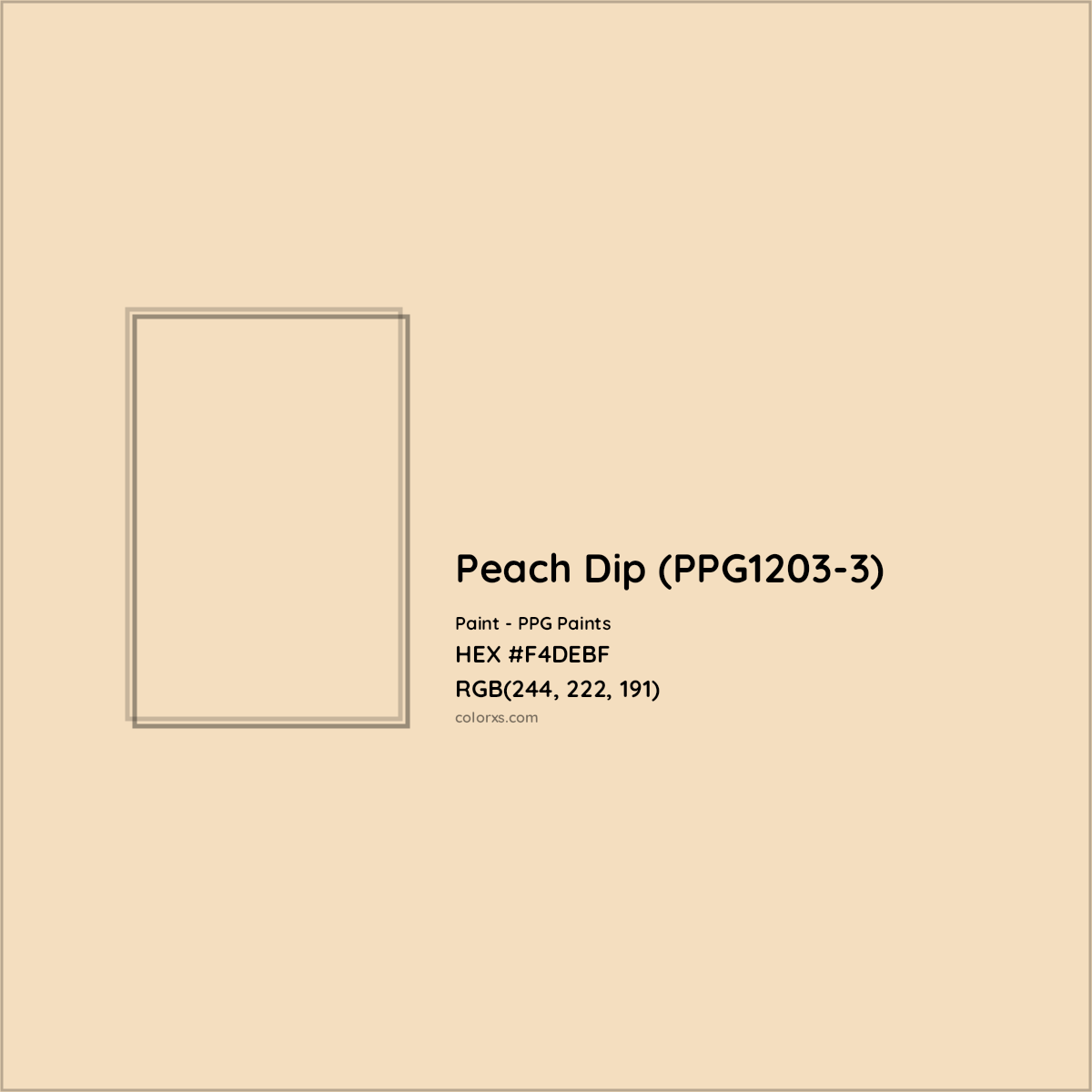 HEX #F4DEBF Peach Dip (PPG1203-3) Paint PPG Paints - Color Code