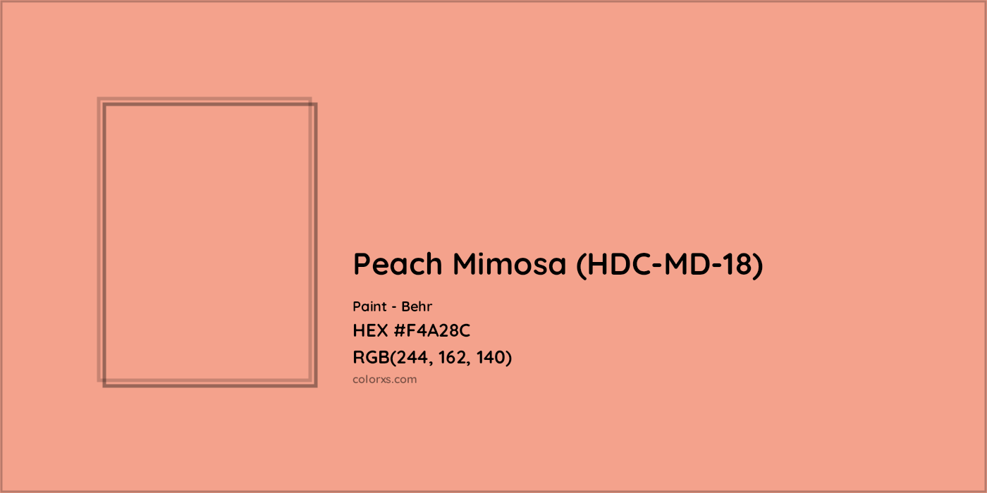 HEX #F4A28C Peach Mimosa (HDC-MD-18) Paint Behr - Color Code