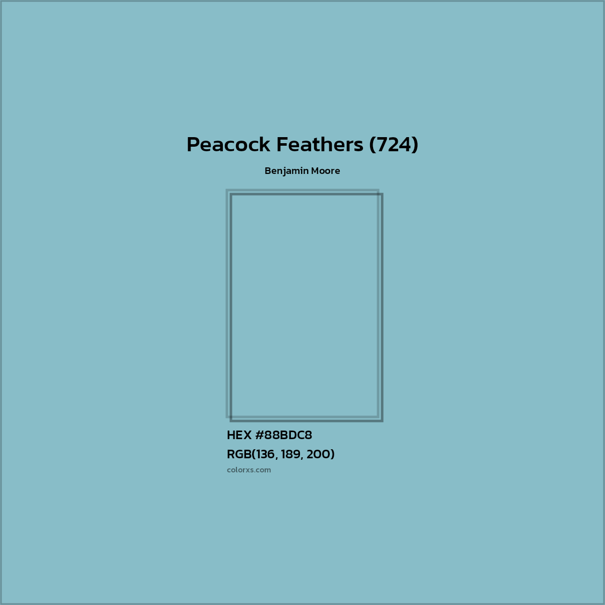 HEX #88BDC8 Peacock Feathers (724) Paint Benjamin Moore - Color Code