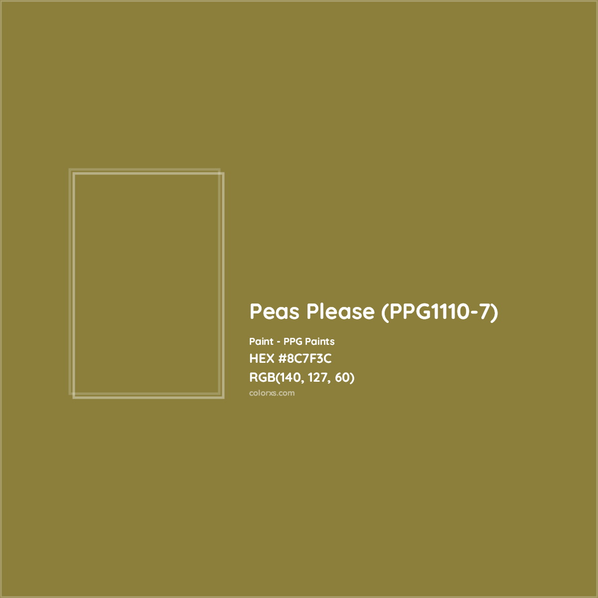 HEX #8C7F3C Peas Please (PPG1110-7) Paint PPG Paints - Color Code