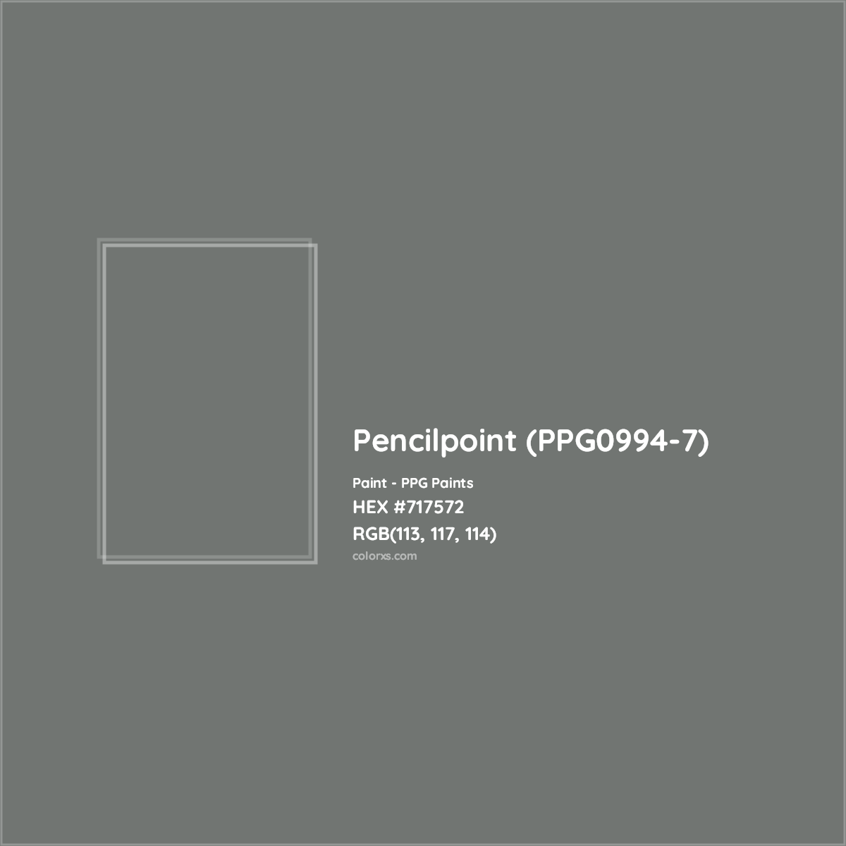 HEX #717572 Pencilpoint (PPG0994-7) Paint PPG Paints - Color Code
