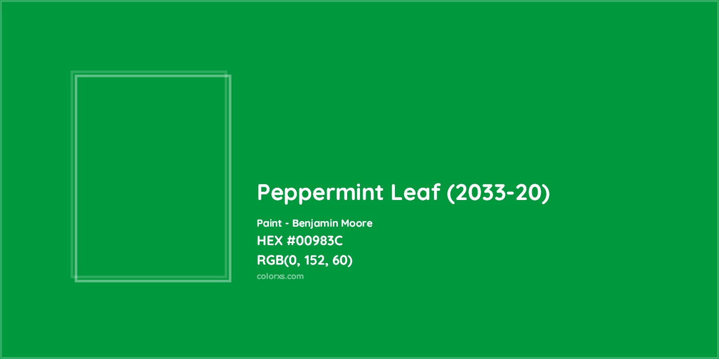 HEX #00983C Peppermint Leaf (2033-20) Paint Benjamin Moore - Color Code