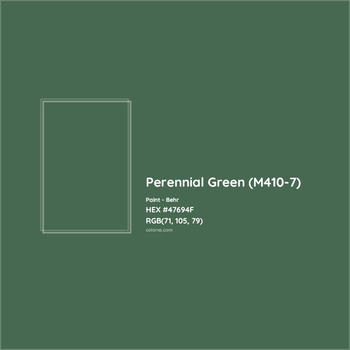 HEX #47694F Perennial Green (M410-7) Paint Behr - Color Code