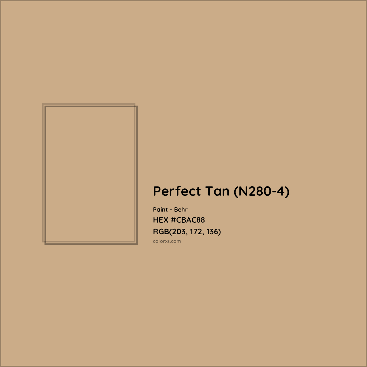 HEX #CBAC88 Perfect Tan (N280-4) Paint Behr - Color Code