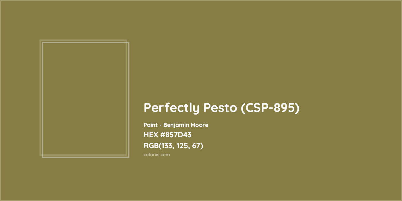 HEX #857D43 Perfectly Pesto (CSP-895) Paint Benjamin Moore - Color Code
