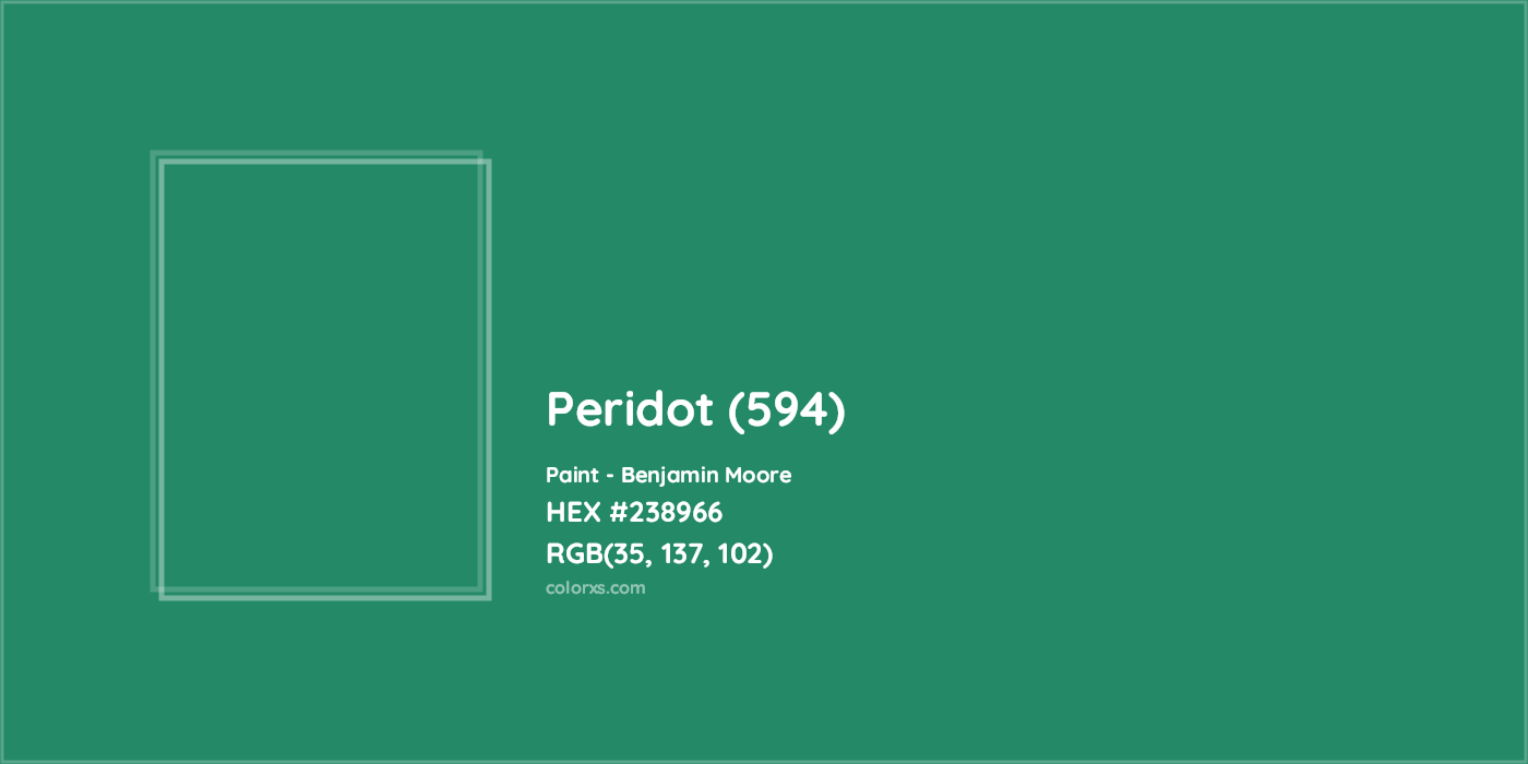 HEX #238966 Peridot (594) Paint Benjamin Moore - Color Code