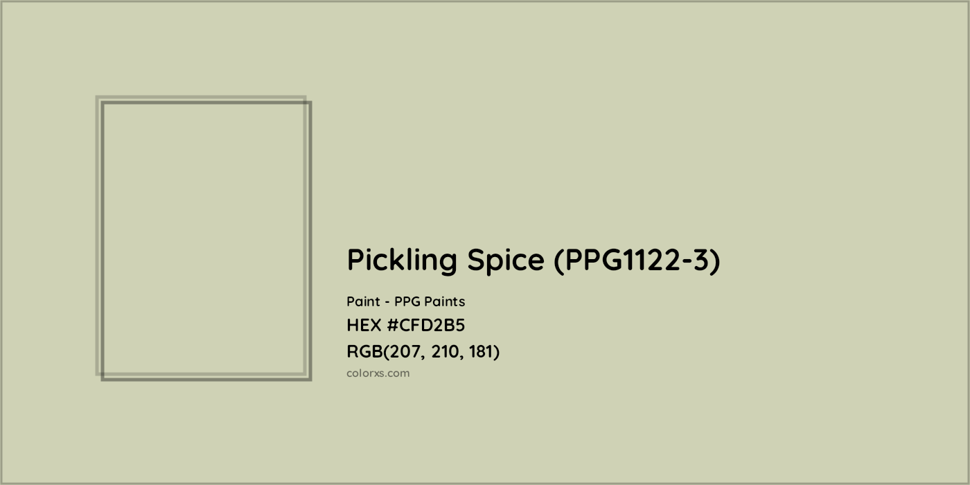 HEX #CFD2B5 Pickling Spice (PPG1122-3) Paint PPG Paints - Color Code