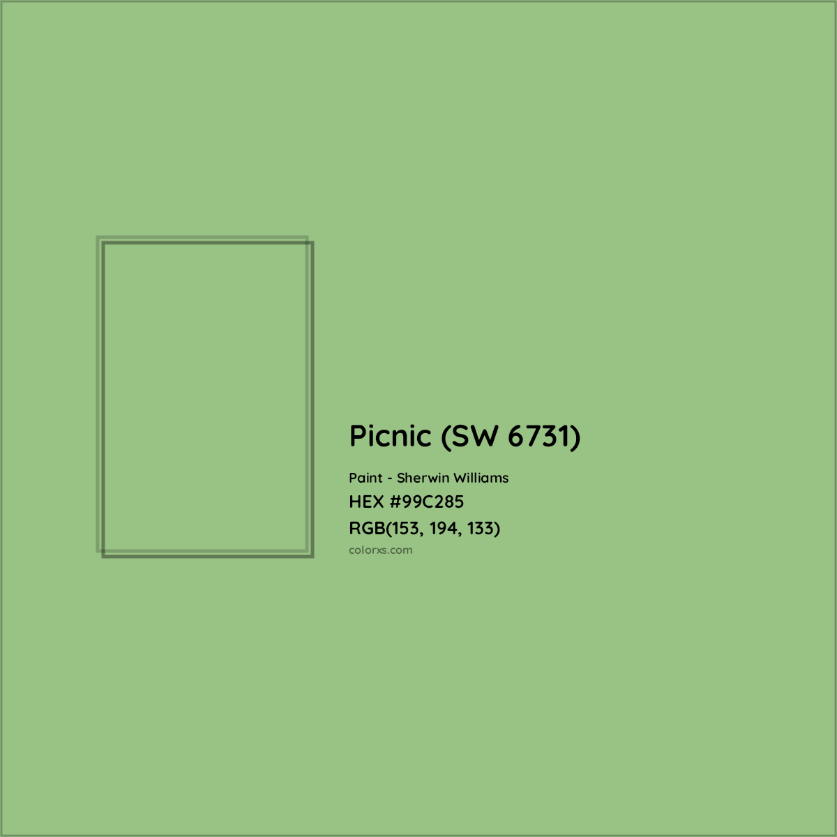 HEX #99C285 Picnic (SW 6731) Paint Sherwin Williams - Color Code
