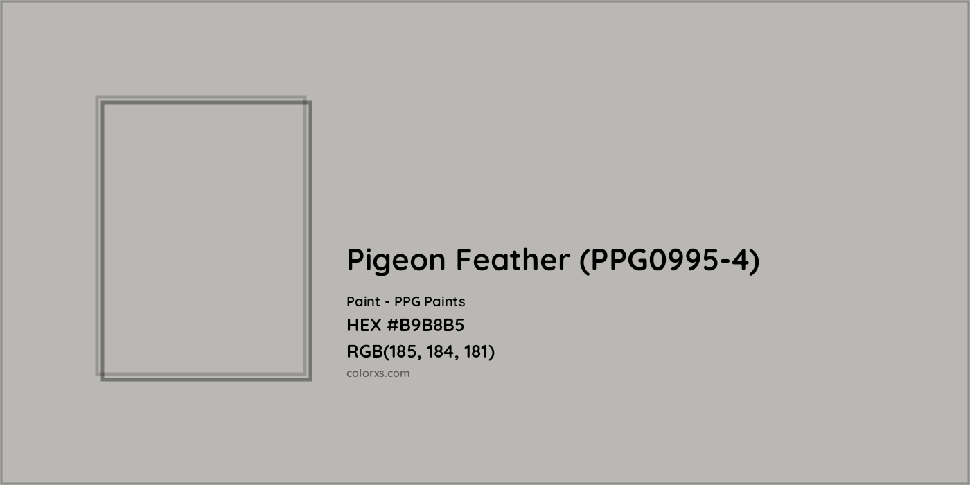 HEX #B9B8B5 Pigeon Feather (PPG0995-4) Paint PPG Paints - Color Code