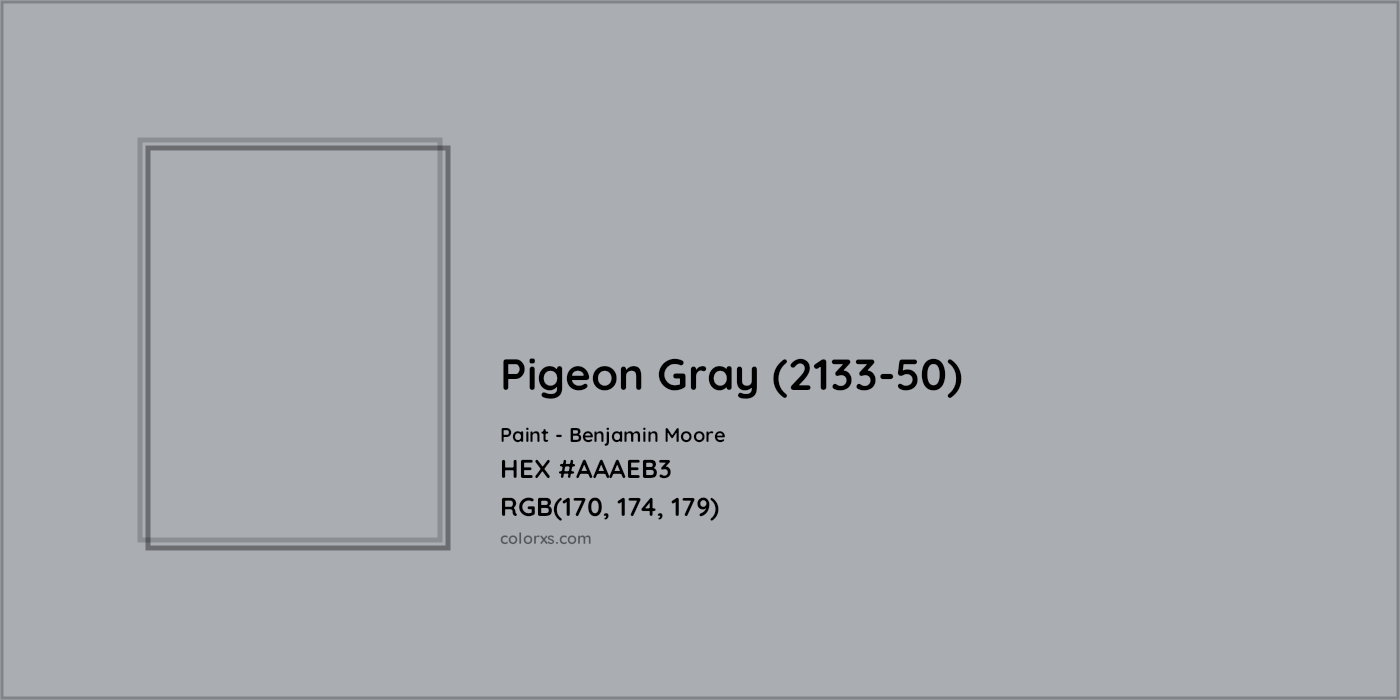 HEX #AAAEB3 Pigeon Gray (2133-50) Paint Benjamin Moore - Color Code