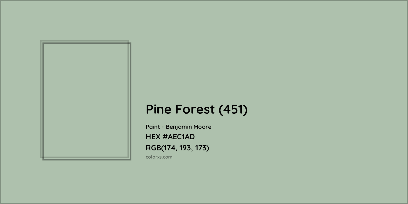 HEX #AEC1AD Pine Forest (451) Paint Benjamin Moore - Color Code