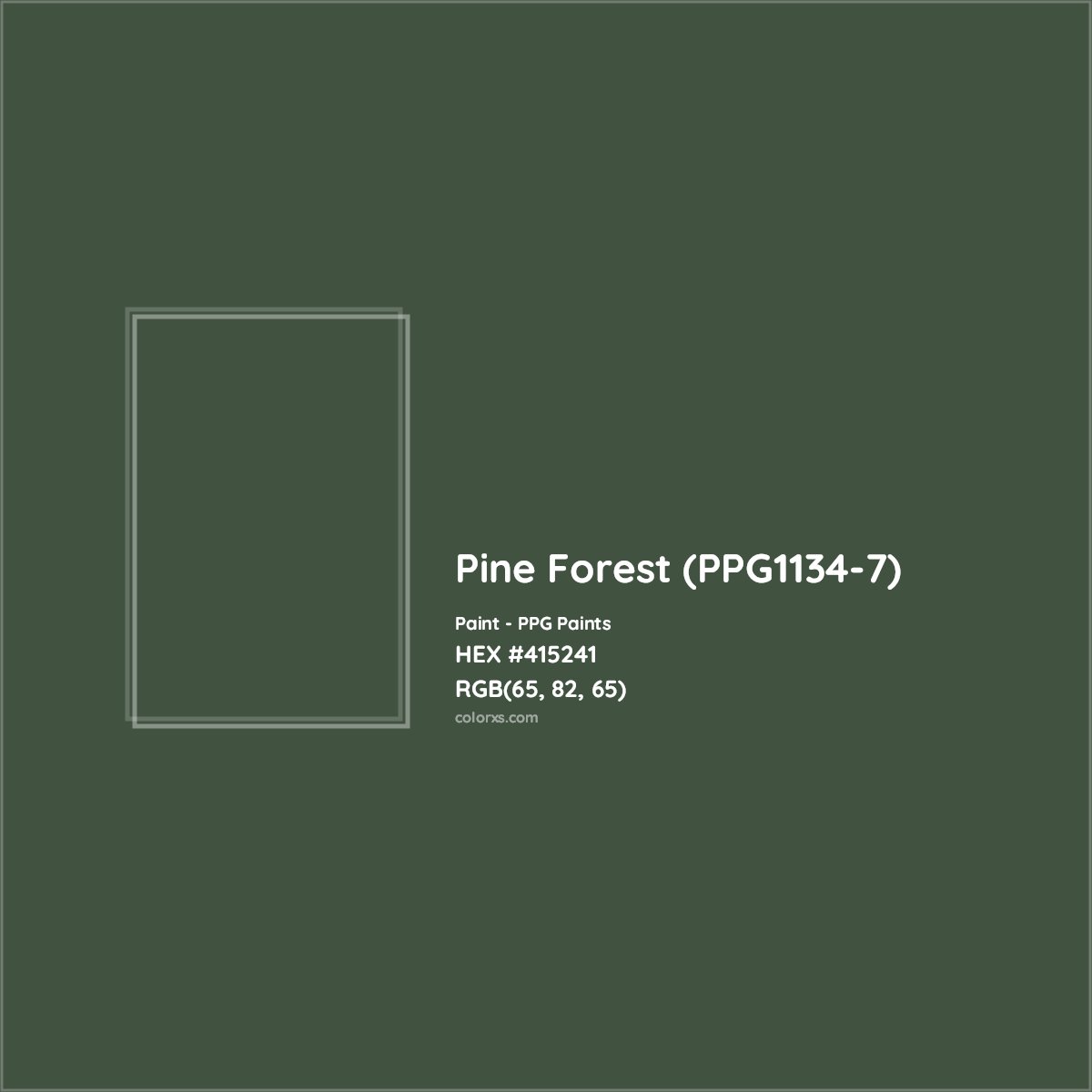 HEX #415241 Pine Forest (PPG1134-7) Paint PPG Paints - Color Code