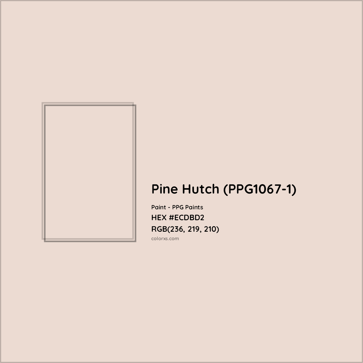 HEX #ECDBD2 Pine Hutch (PPG1067-1) Paint PPG Paints - Color Code