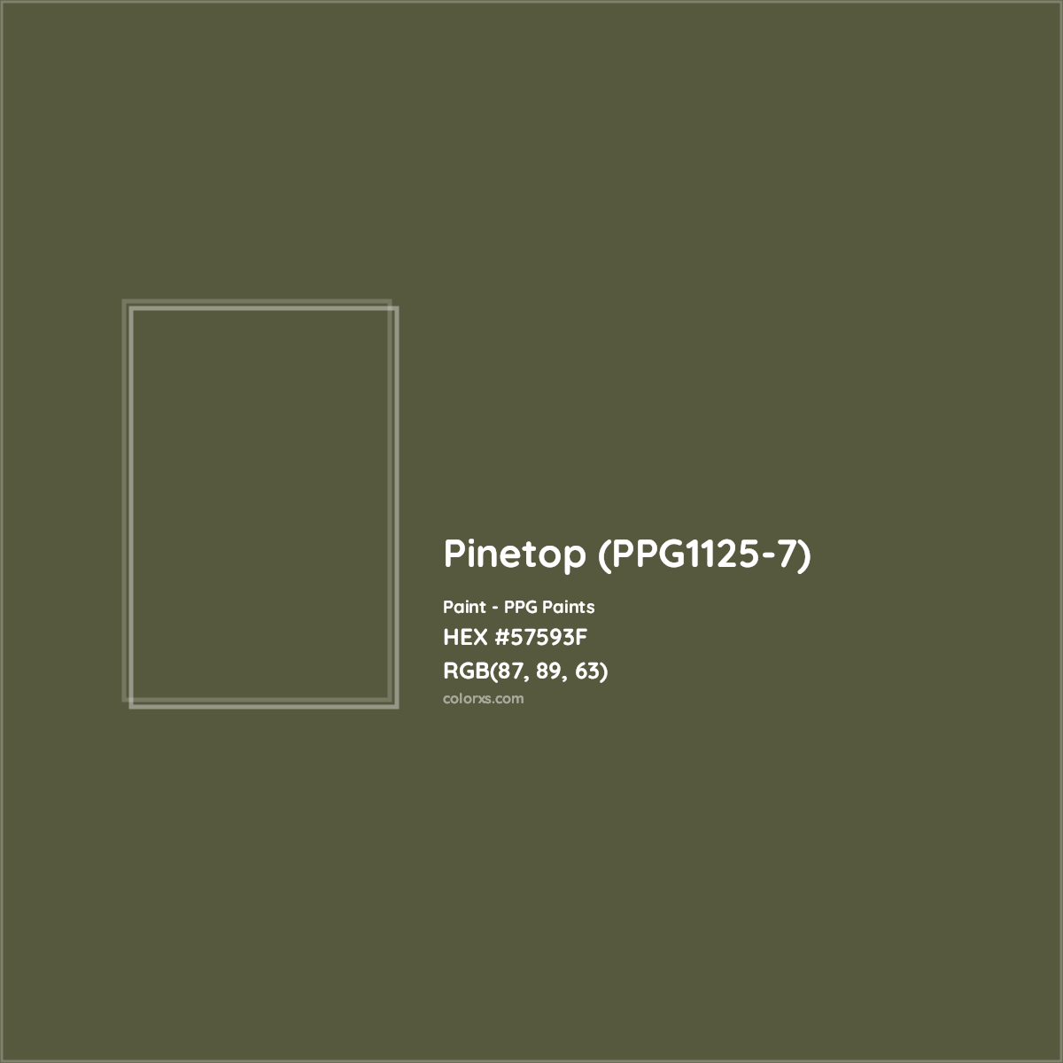 HEX #57593F Pinetop (PPG1125-7) Paint PPG Paints - Color Code