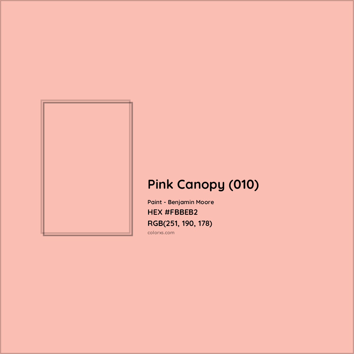 HEX #FBBEB2 Pink Canopy (010) Paint Benjamin Moore - Color Code