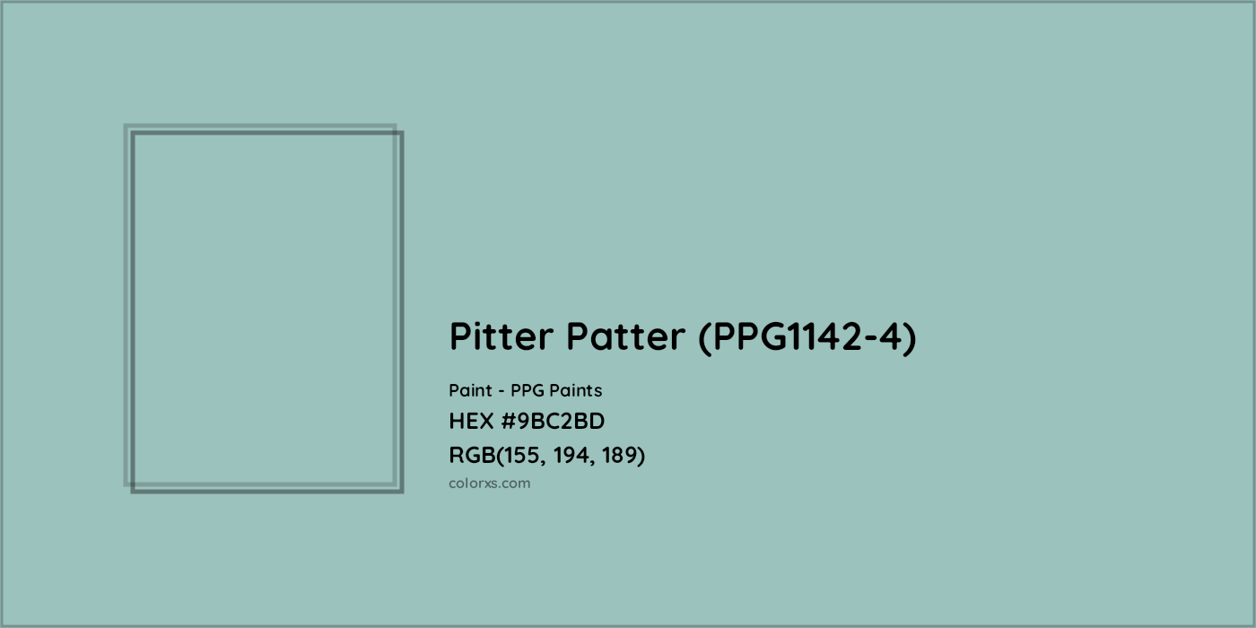 HEX #9BC2BD Pitter Patter (PPG1142-4) Paint PPG Paints - Color Code