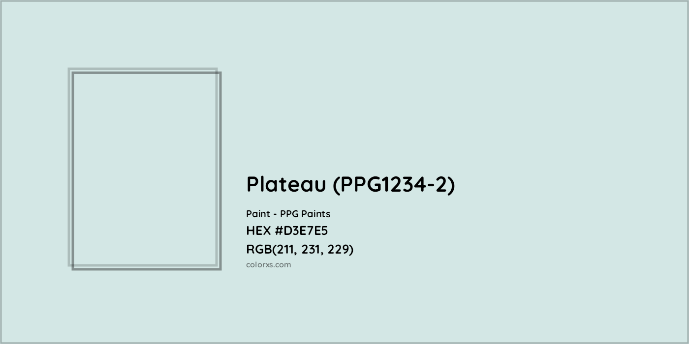 HEX #D3E7E5 Plateau (PPG1234-2) Paint PPG Paints - Color Code