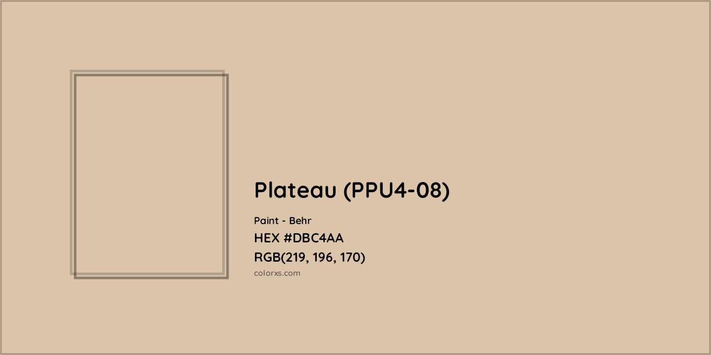 HEX #DBC4AA Plateau (PPU4-08) Paint Behr - Color Code