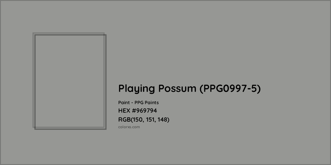 HEX #969794 Playing Possum (PPG0997-5) Paint PPG Paints - Color Code