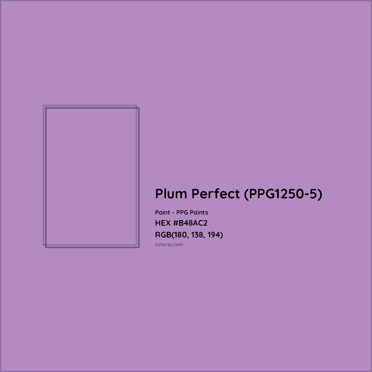 HEX #B48AC2 Plum Perfect (PPG1250-5) Paint PPG Paints - Color Code