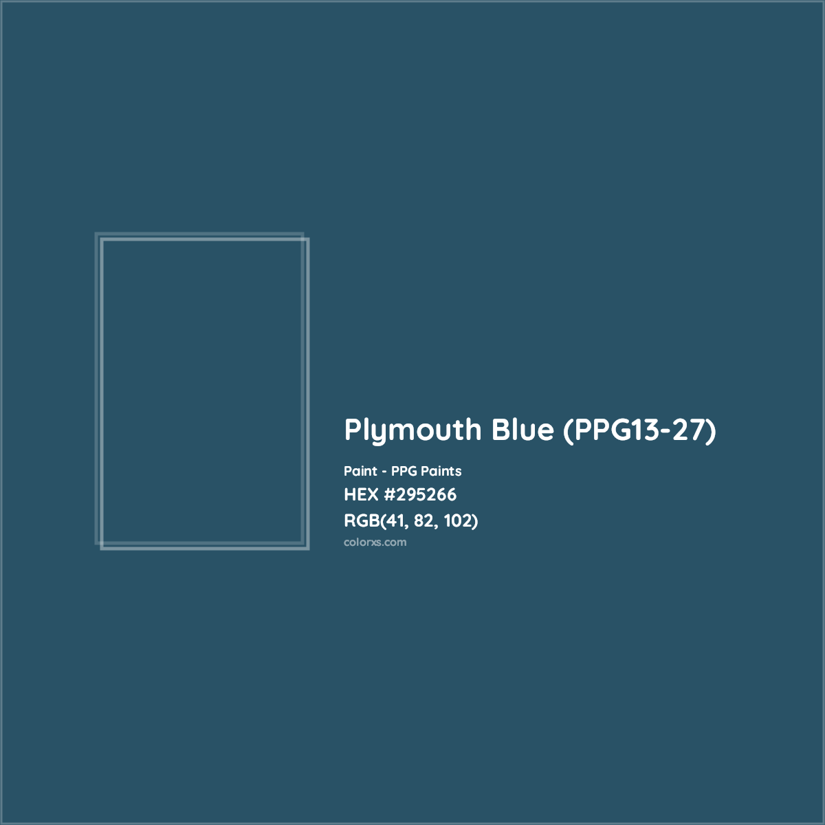 HEX #295266 Plymouth Blue (PPG13-27) Paint PPG Paints - Color Code