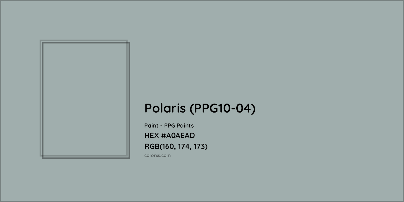 HEX #A0AEAD Polaris (PPG10-04) Paint PPG Paints - Color Code