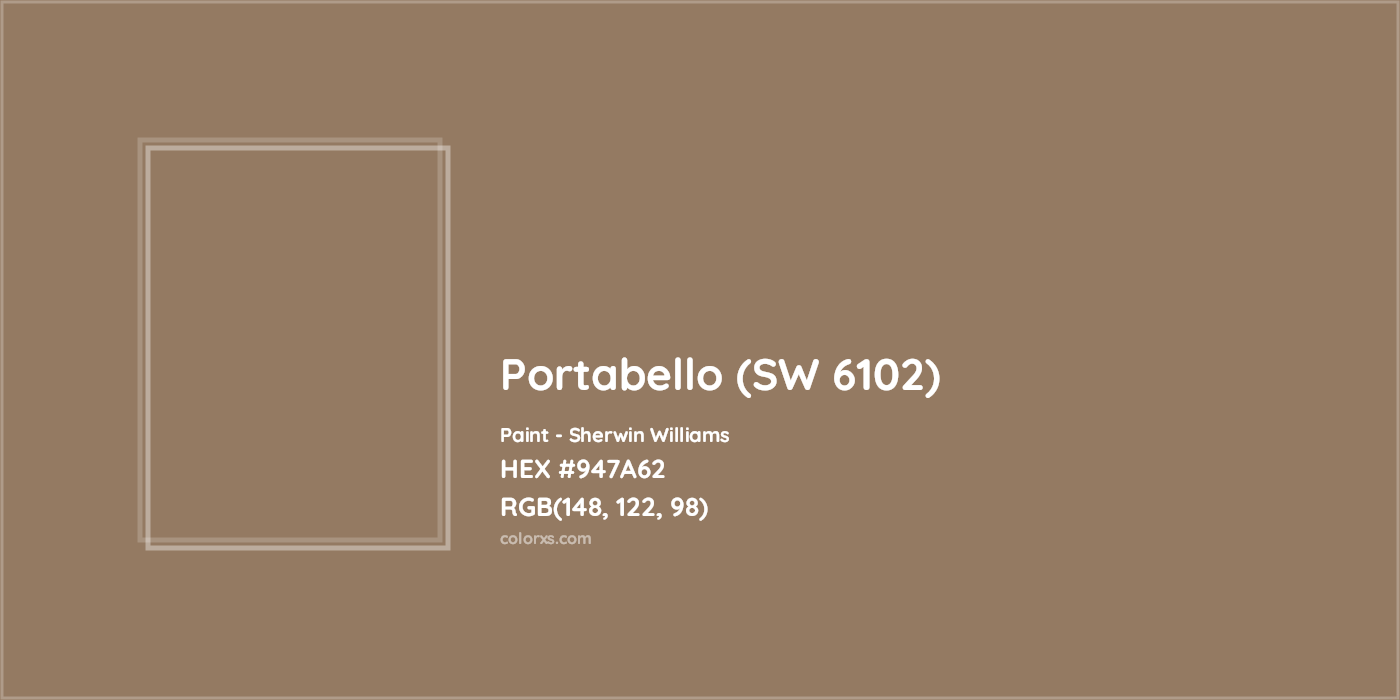 HEX #947A62 Portabello (SW 6102) Paint Sherwin Williams - Color Code