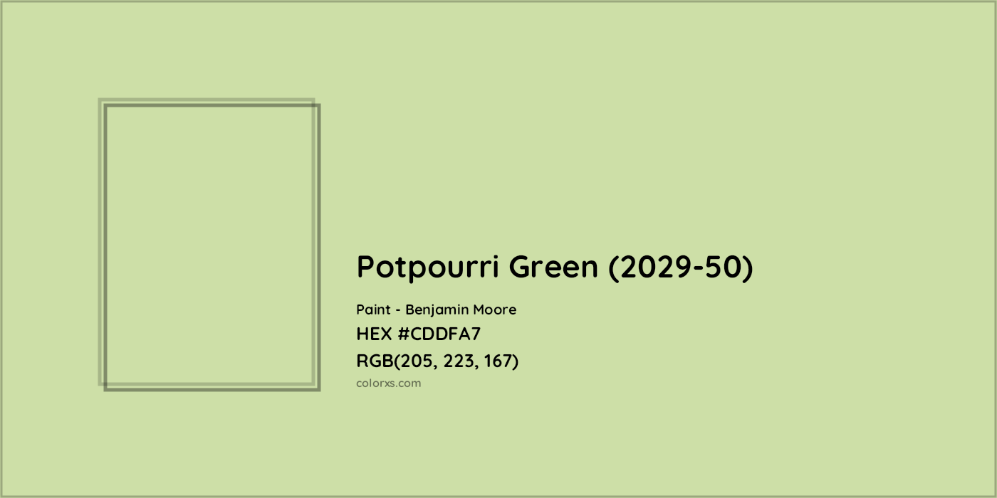 HEX #CDDFA7 Potpourri Green (2029-50) Paint Benjamin Moore - Color Code