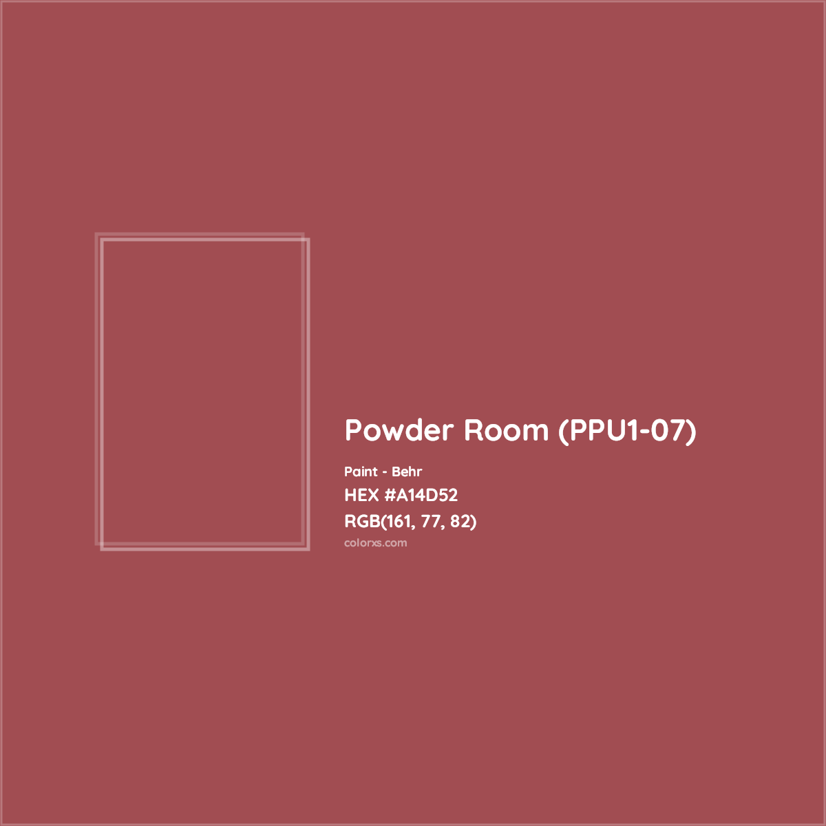 HEX #A14D52 Powder Room (PPU1-07) Paint Behr - Color Code