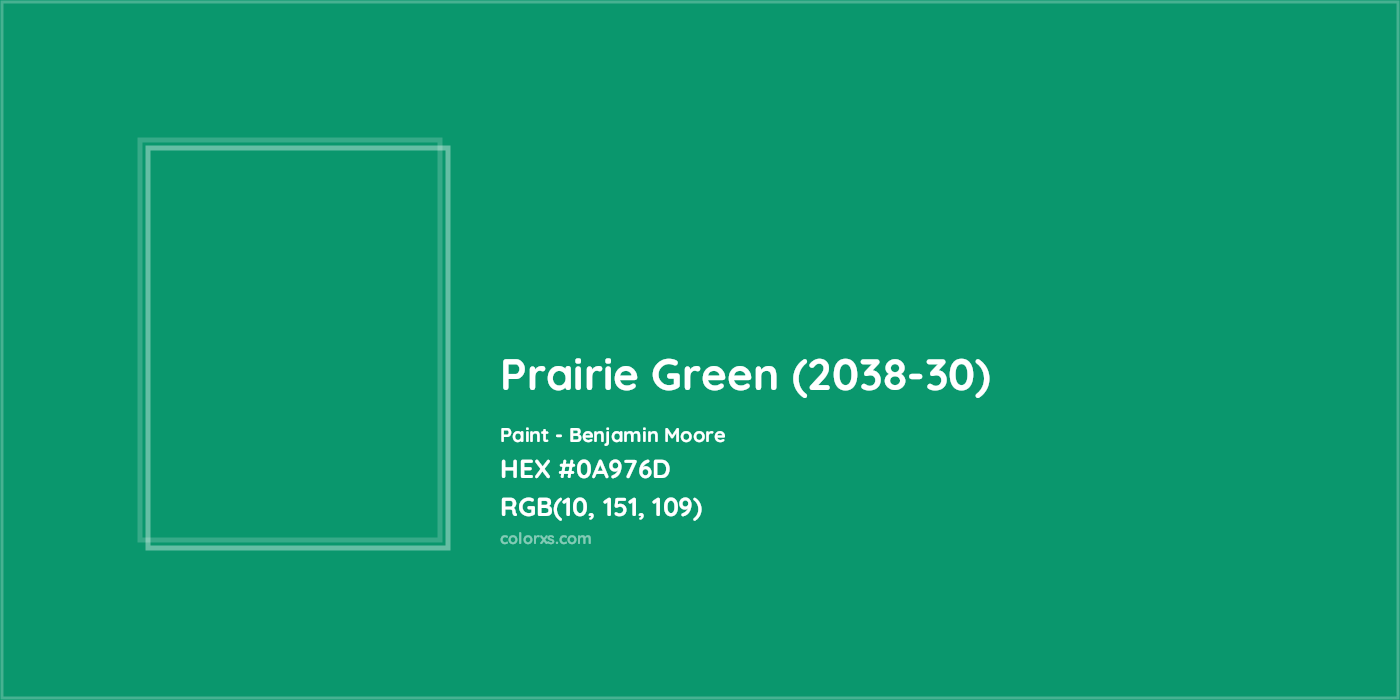 HEX #0A976D Prairie Green (2038-30) Paint Benjamin Moore - Color Code