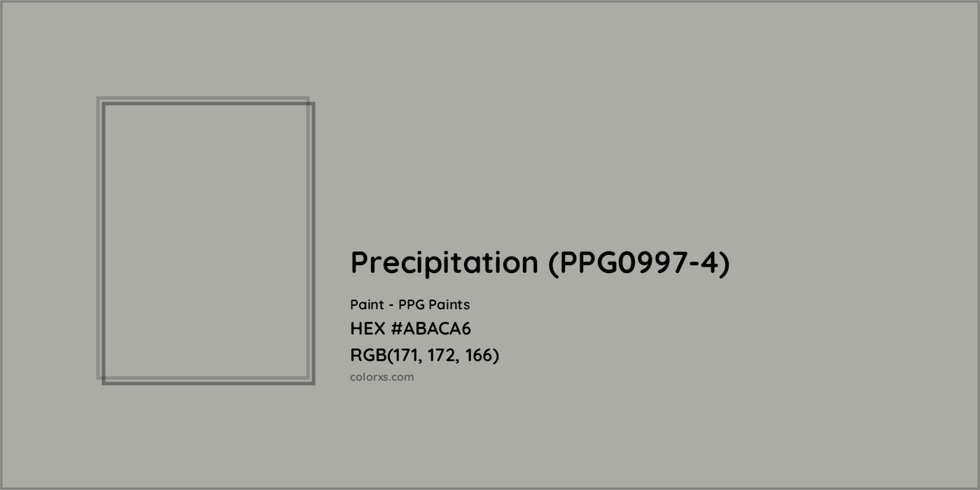 HEX #ABACA6 Precipitation (PPG0997-4) Paint PPG Paints - Color Code