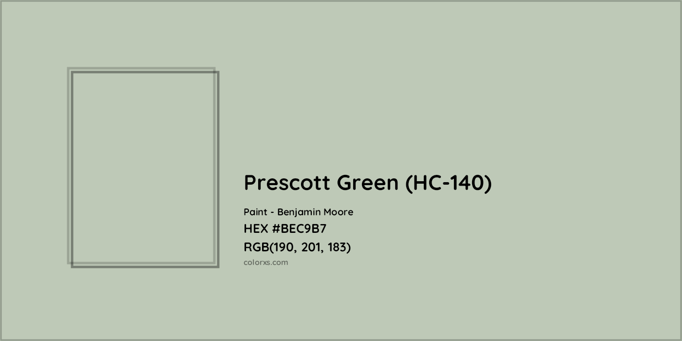 HEX #BEC9B7 Prescott Green (HC-140) Paint Benjamin Moore - Color Code