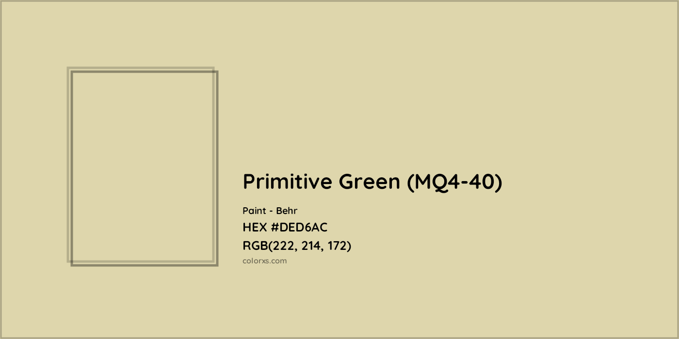 HEX #DED6AC Primitive Green (MQ4-40) Paint Behr - Color Code