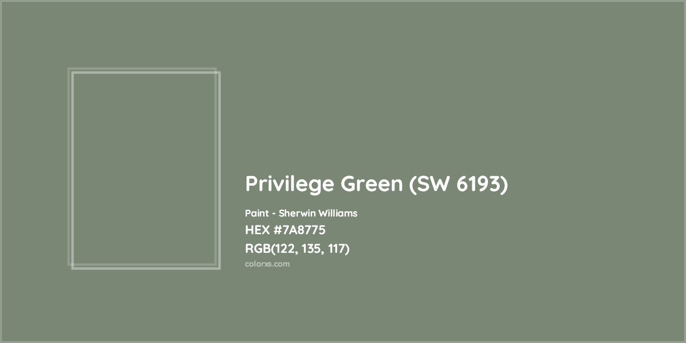 HEX #7A8775 Privilege Green (SW 6193) Paint Sherwin Williams - Color Code