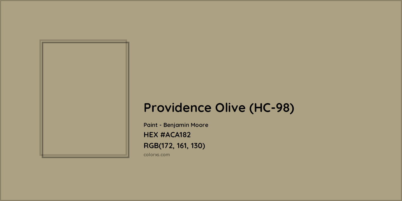 HEX #ACA182 Providence Olive (HC-98) Paint Benjamin Moore - Color Code