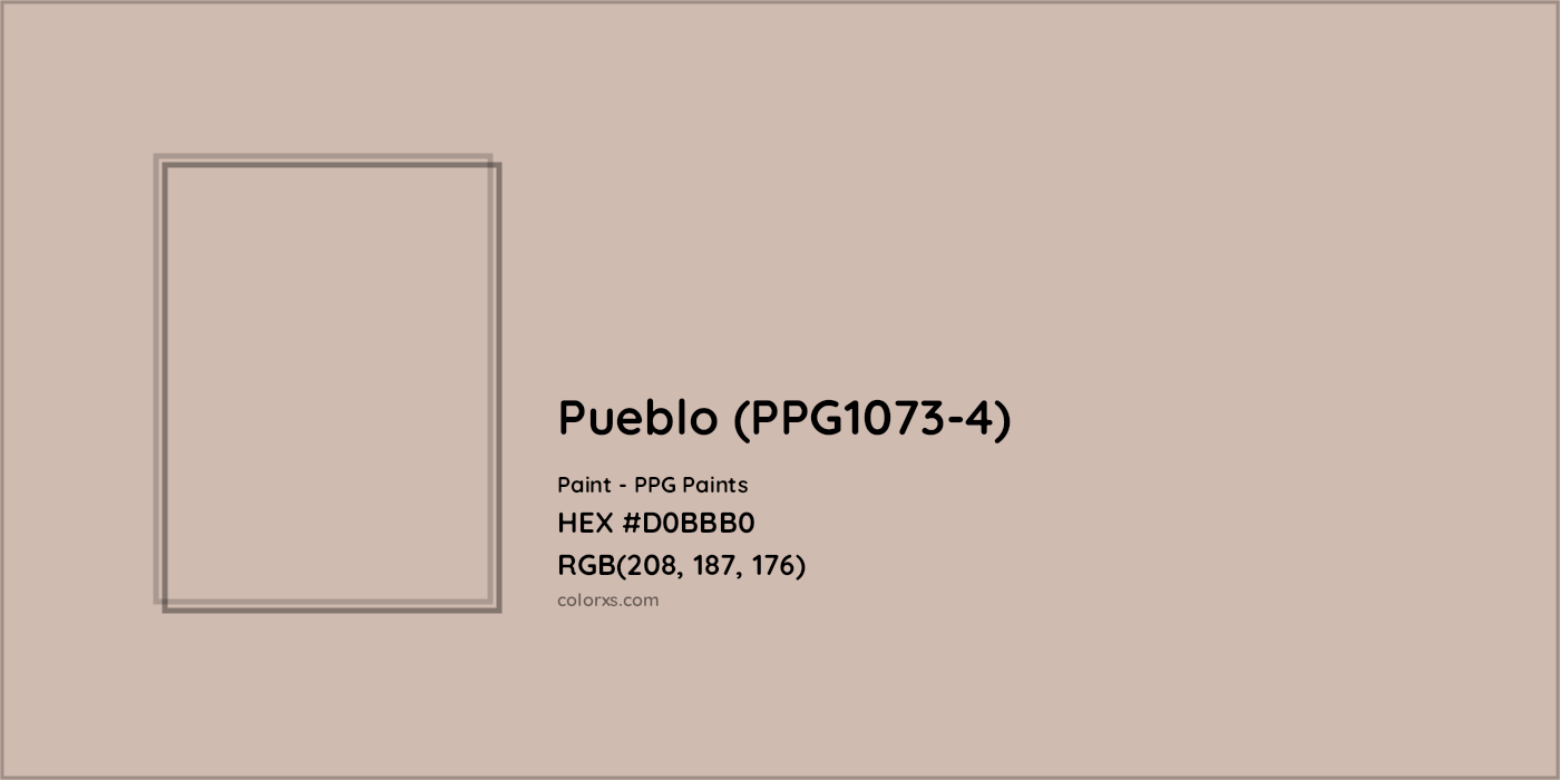 HEX #D0BBB0 Pueblo (PPG1073-4) Paint PPG Paints - Color Code