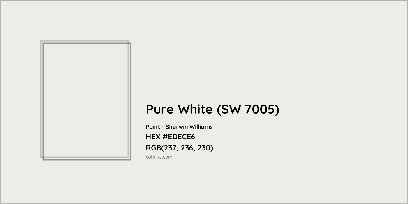 HEX #EDECE6 Pure White (SW 7005) Paint Sherwin Williams - Color Code