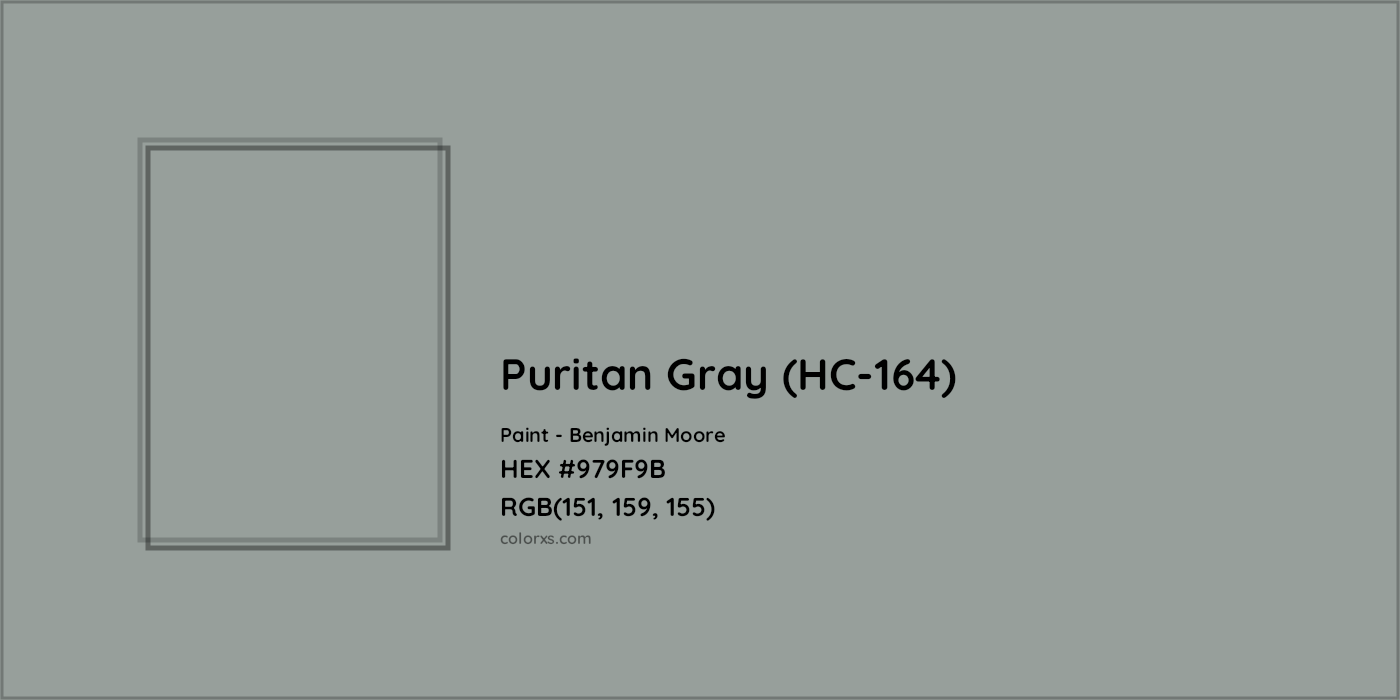HEX #979F9B Puritan Gray (HC-164) Paint Benjamin Moore - Color Code