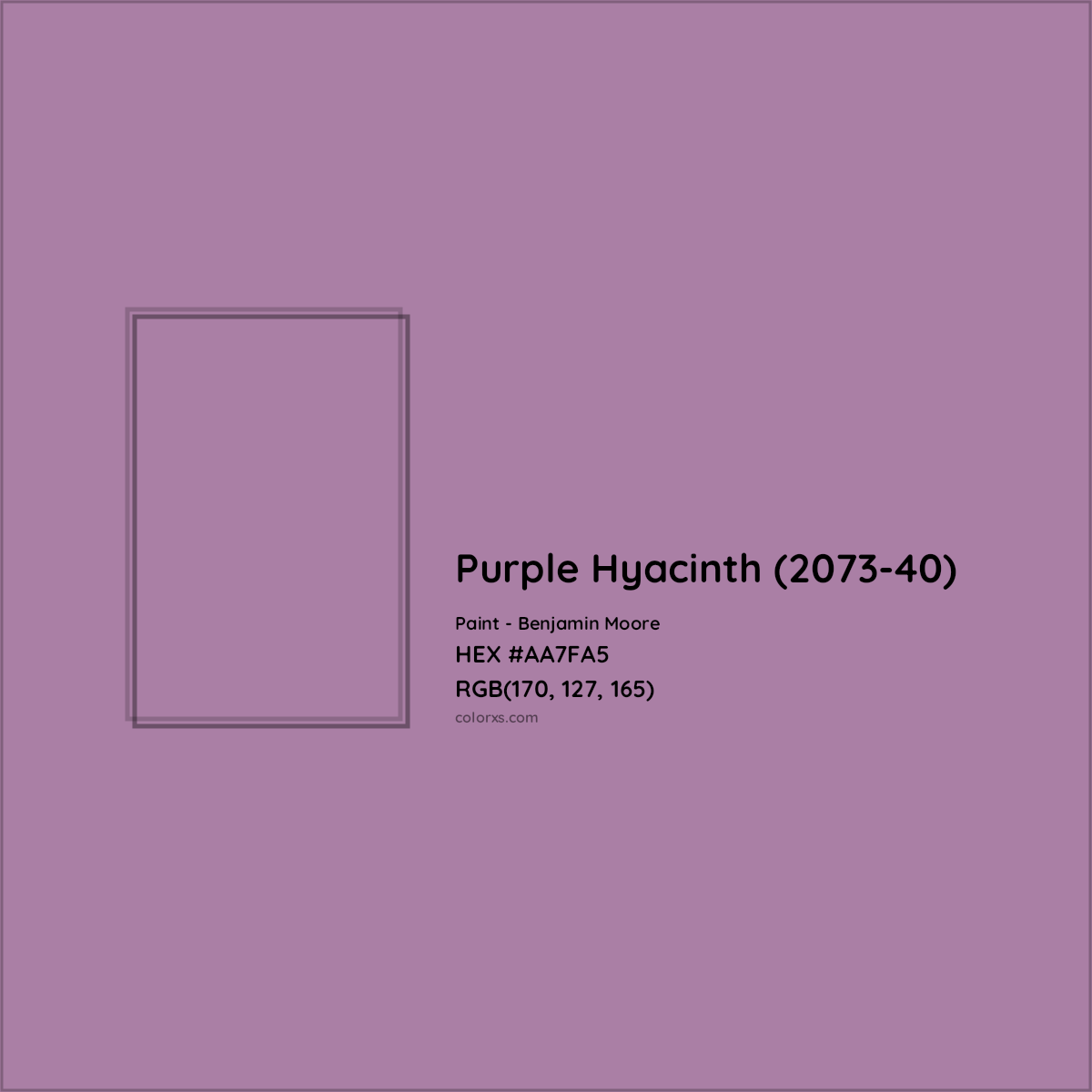 HEX #AA7FA5 Purple Hyacinth (2073-40) Paint Benjamin Moore - Color Code