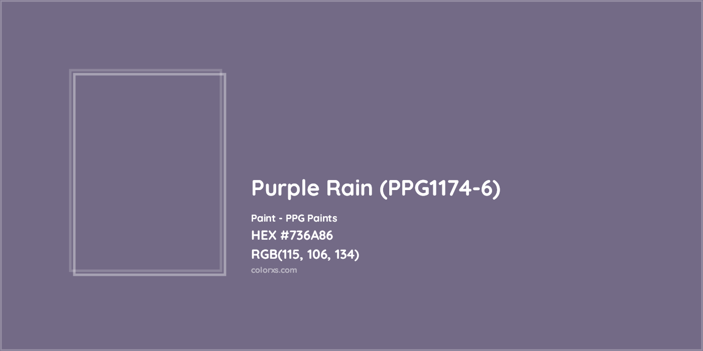 HEX #736A86 Purple Rain (PPG1174-6) Paint PPG Paints - Color Code