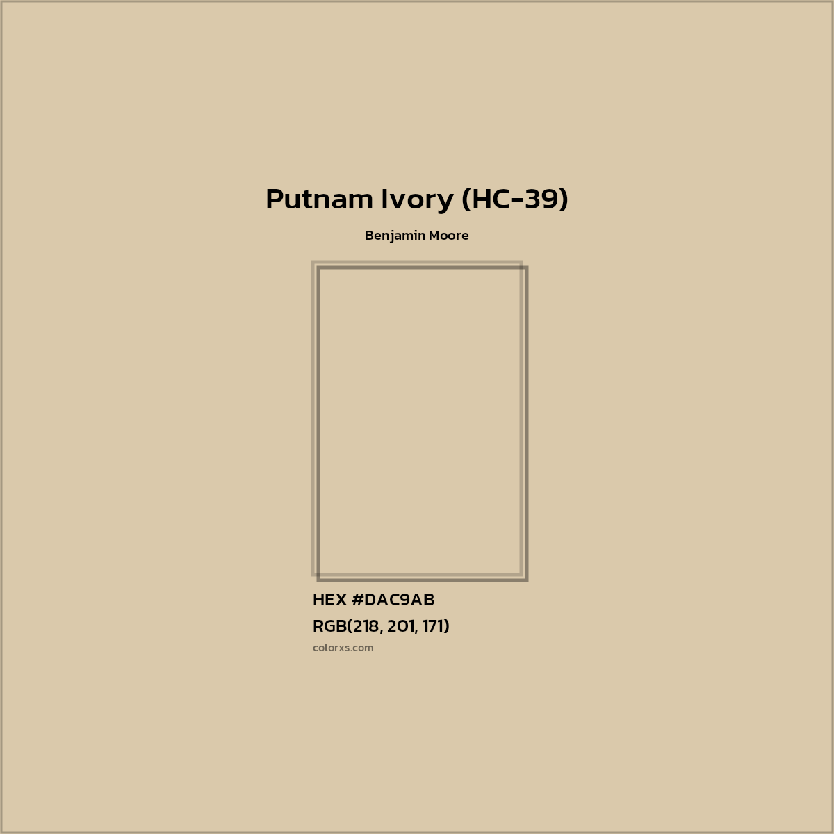 HEX #DAC9AB Putnam Ivory (HC-39) Paint Benjamin Moore - Color Code