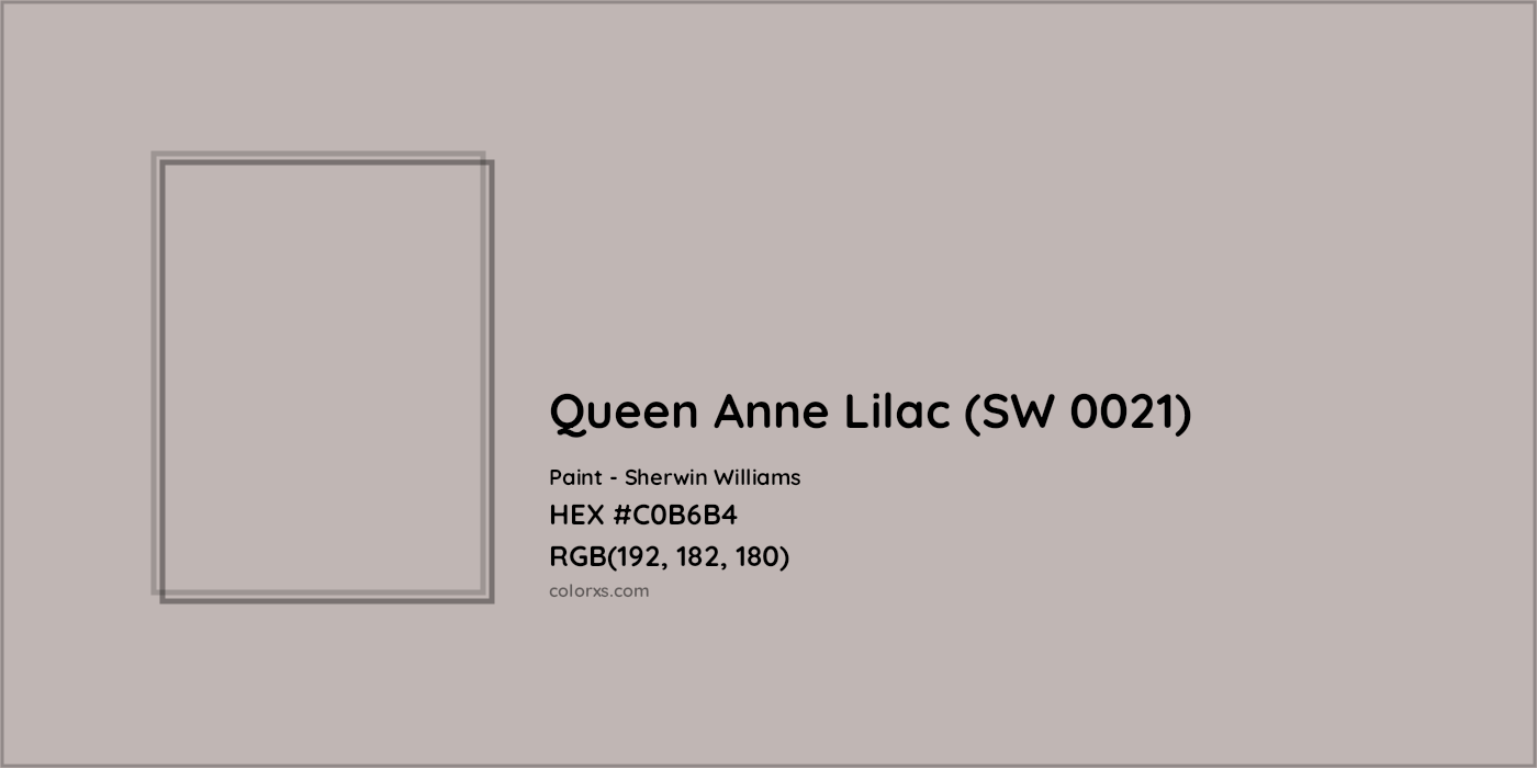 HEX #C0B6B4 Queen Anne Lilac (SW 0021) Paint Sherwin Williams - Color Code