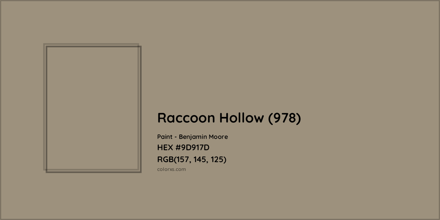HEX #9D917D Raccoon Hollow (978) Paint Benjamin Moore - Color Code
