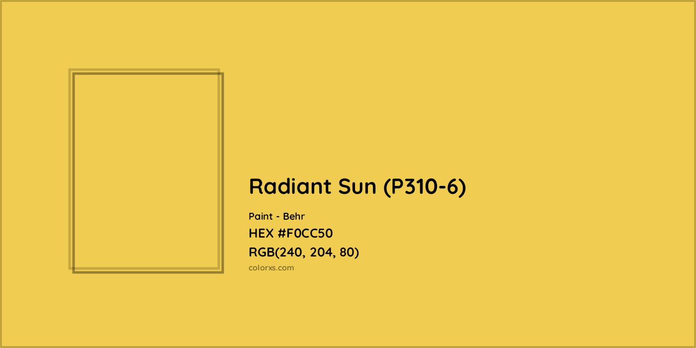HEX #F0CC50 Radiant Sun (P310-6) Paint Behr - Color Code