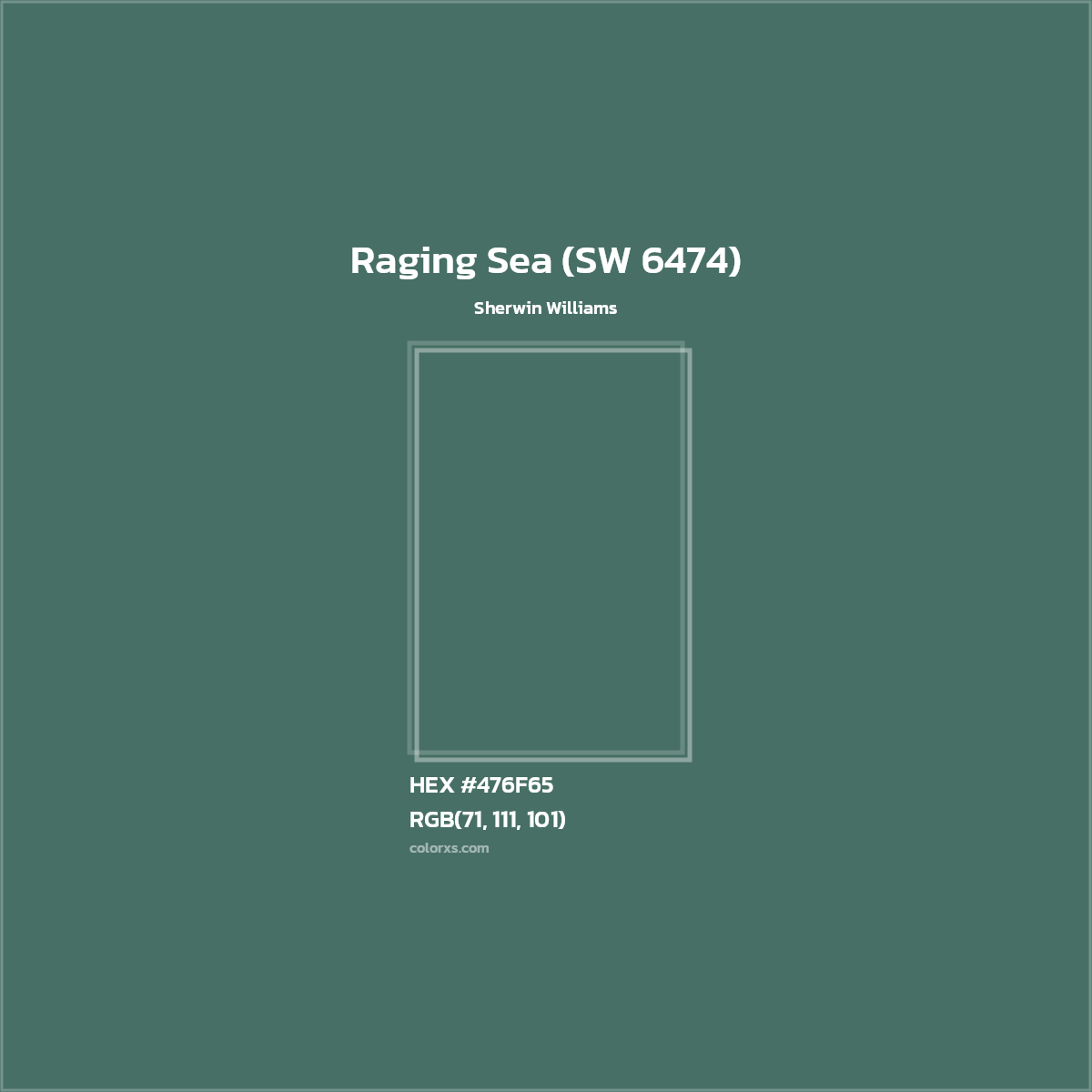 HEX #476F65 Raging Sea (SW 6474) Paint Sherwin Williams - Color Code