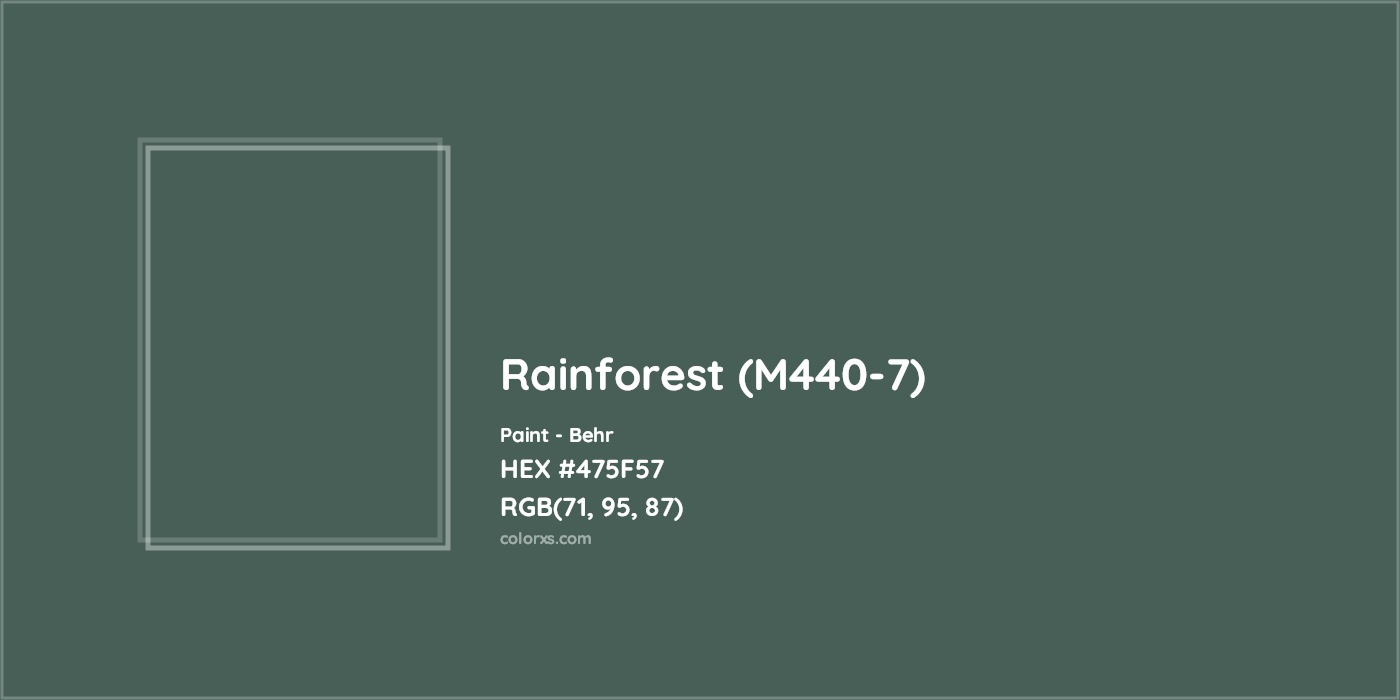 HEX #475F57 Rainforest (M440-7) Paint Behr - Color Code