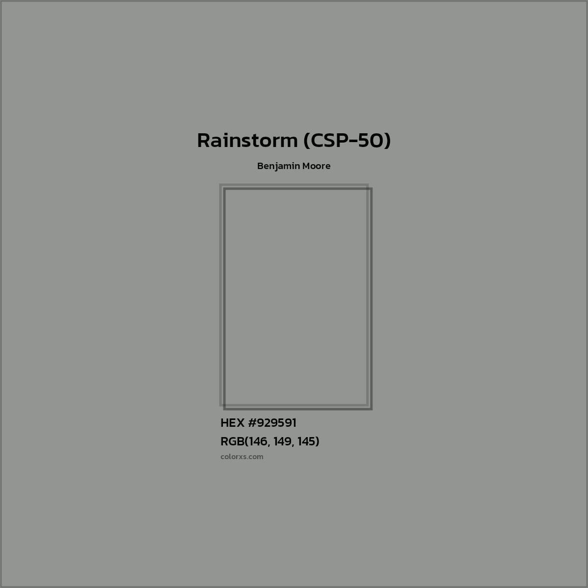 HEX #929591 Rainstorm (CSP-50) Paint Benjamin Moore - Color Code