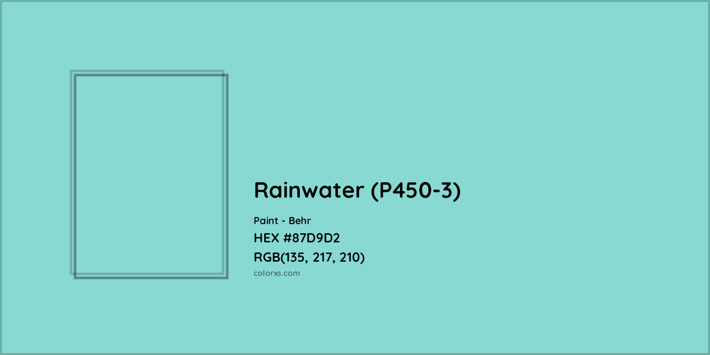 HEX #87D9D2 Rainwater (P450-3) Paint Behr - Color Code