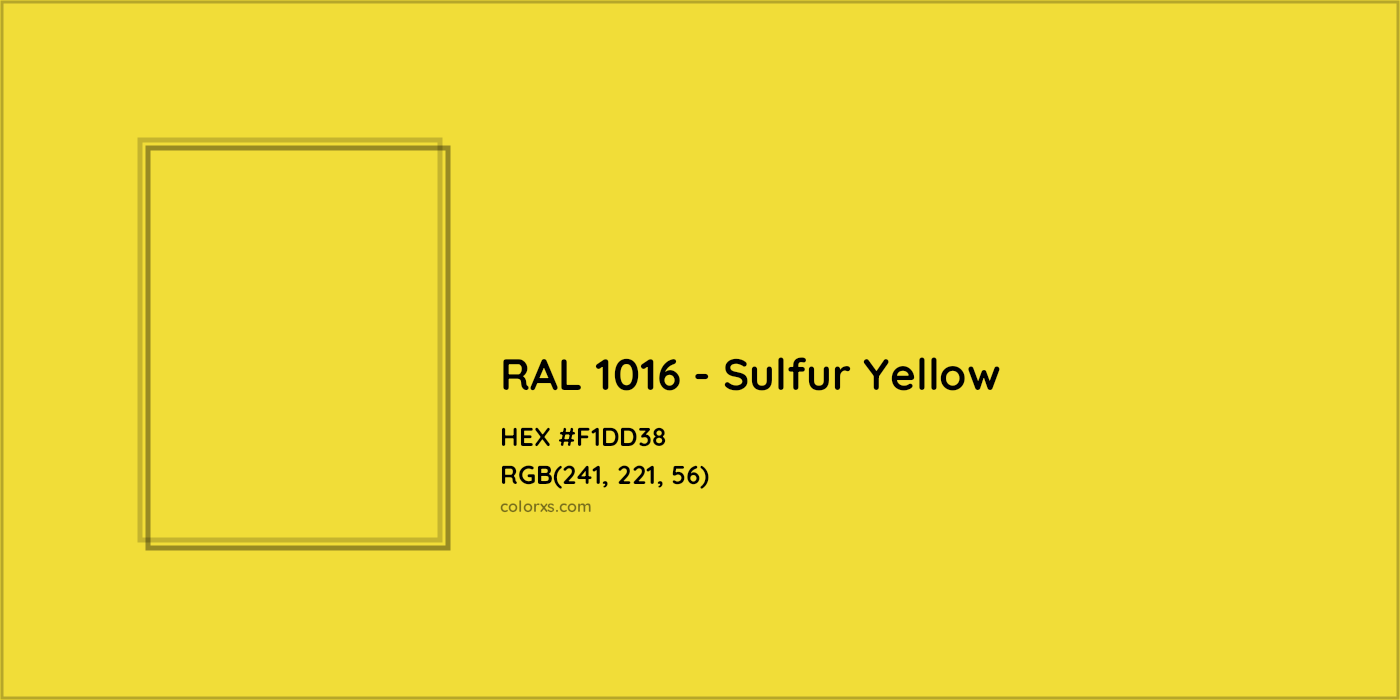 HEX #F1DD38 RAL 1016 - Sulfur Yellow CMS RAL Classic - Color Code